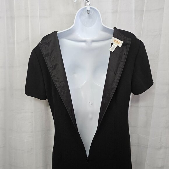 Vintage Talbots Dress Black Classic Sheath Minimalist Retro 8 - Picture 8 of 14